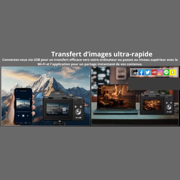 Caméra Numérique NBD 5K & 64MP – Zoom Optique 16X, Écran Pivotant 180° pour Vlogging et Photographie Haute Définition – Image 10
