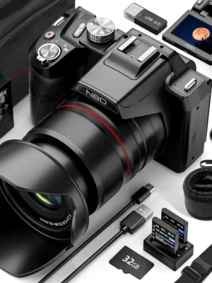 Caméra Numérique NBD 5K & 64MP – Zoom Optique 16X, Écran Pivotant 180° pour Vlogging et Photographie Haute Définition