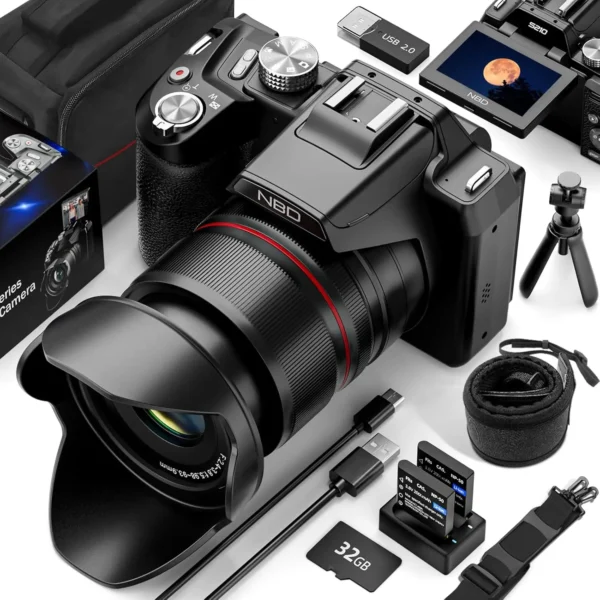 Caméra Numérique NBD 5K & 64MP – Zoom Optique 16X, Écran Pivotant 180° pour Vlogging et Photographie Haute Définition