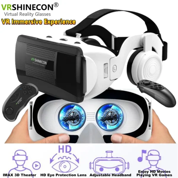 Casque VR 3D pour Smartphone – Écran Géant IMAX, Films et Jeux VR, Compatible Manette Bluetooth