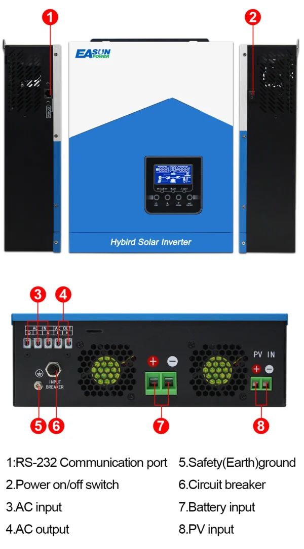 Onduleur Solaire Hybride EASUN POWER 7kVA 48V MPPT 110A, WiFi, 450V Max PV" – Image 11