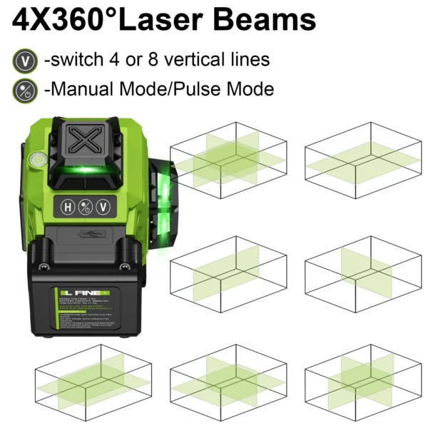 Niveaux Laser Auto-Nivelants Lfine 4D (16 Lignes, 360°) avec Trépied et Mallette – Image 2