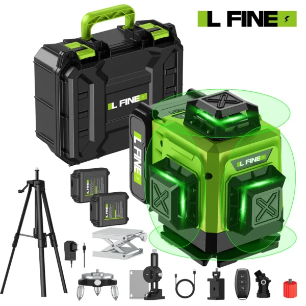 Niveaux Laser Auto-Nivelants Lfine 4D (16 Lignes, 360°) avec Trépied et Mallette