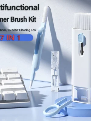 Kit Nettoyage 7-en-1 Clavier, Écouteurs, Écran – Brosse, Stylet, Outils Antistatiques