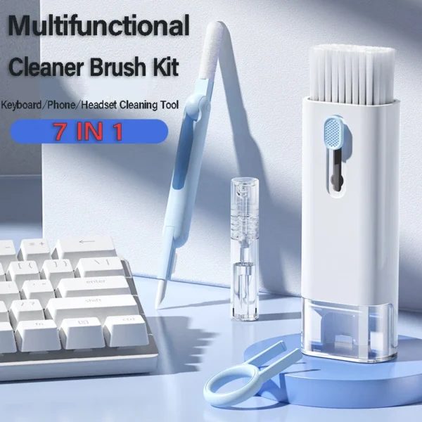 Kit Nettoyage 7-en-1 Clavier, Écouteurs, Écran – Brosse, Stylet, Outils Antistatiques