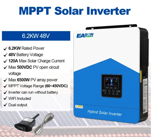 Onduleur Solaire Hybride EASUN POWER 7kVA 48V MPPT 110A, WiFi, 450V Max PV" – Image 2