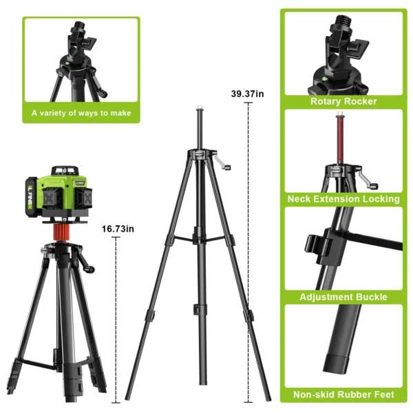 Niveaux Laser Auto-Nivelants Lfine 4D (16 Lignes, 360°) avec Trépied et Mallette – Image 14