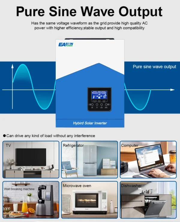 Onduleur Solaire Hybride EASUN POWER 7kVA 48V MPPT 110A, WiFi, 450V Max PV" – Image 9