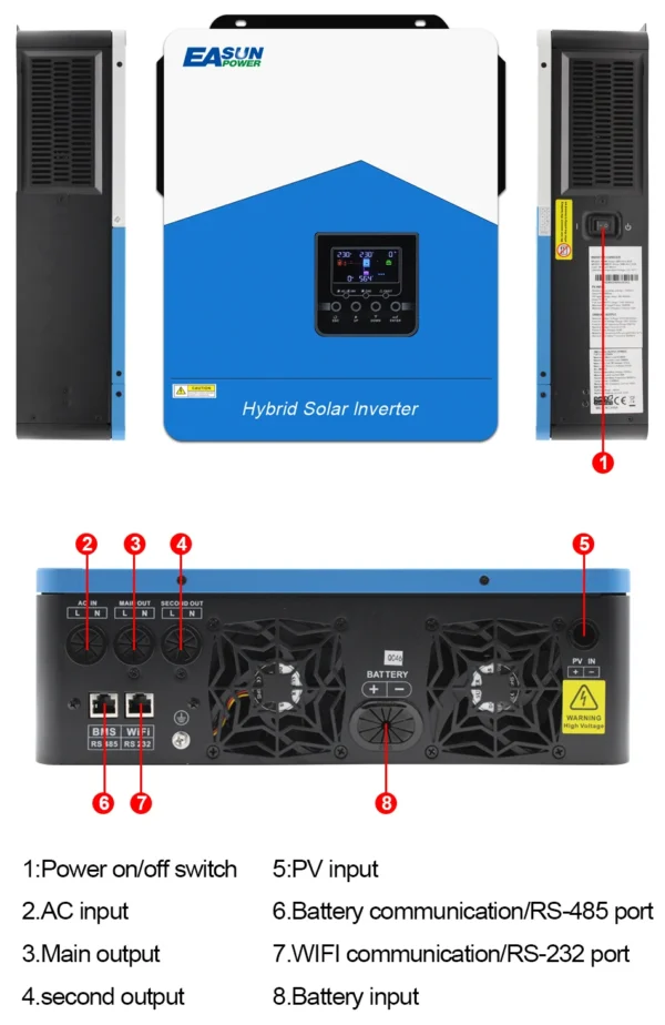 Onduleur Solaire Hybride EASUN POWER 7kVA 48V MPPT 110A, WiFi, 450V Max PV" – Image 3