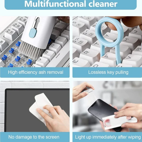 Kit Nettoyage 7-en-1 Clavier, Écouteurs, Écran – Brosse, Stylet, Outils Antistatiques – Image 2