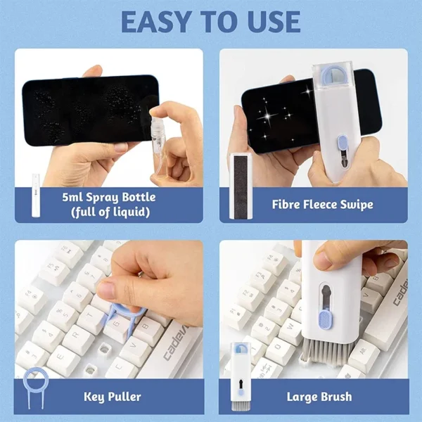 7-in-1 Keyboard Cleaning Kits Airpods Cleaner Headset Cleaner Pen Laptop Screen Cleaning Bluetooth Earphones Cleaning Kit – Image 5
