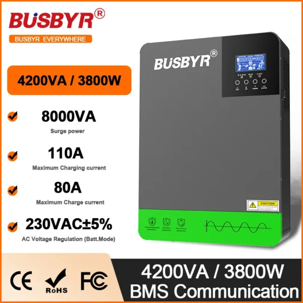 BUSBYR Onduleur Solaire Hybride Intelligent (MPPT, Onde Sinusoïdale Pure)
