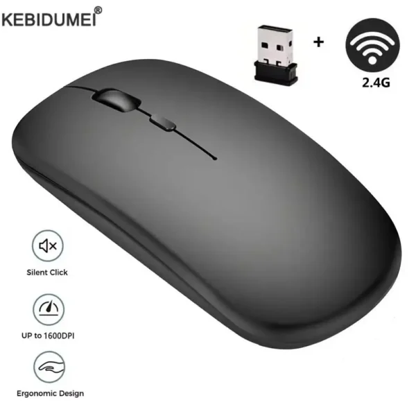 Mini Souris Sans Fil USB – 1600DPI Silencieuse pour Bureau, Gamer, Ordinateur Portable